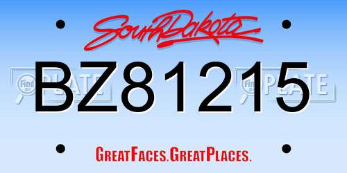 BZ81215 South Dakota License Plate
