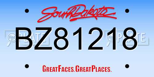 BZ81218 South Dakota License Plate