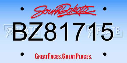BZ81715 South Dakota License Plate