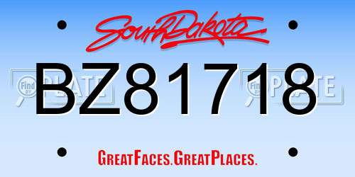 BZ81718 South Dakota License Plate
