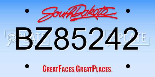 BZ85242 South Dakota License Plate