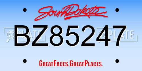 BZ85247 South Dakota License Plate