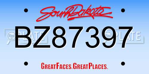 BZ87397 South Dakota License Plate