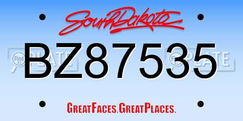 BZ87535 South Dakota License Plate