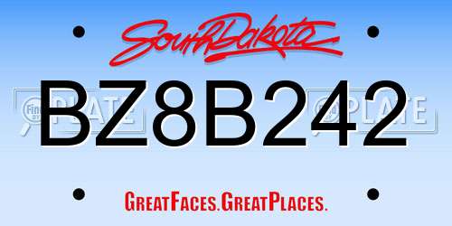 BZ8B242 South Dakota License Plate