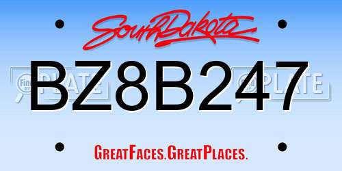 BZ8B247 South Dakota License Plate