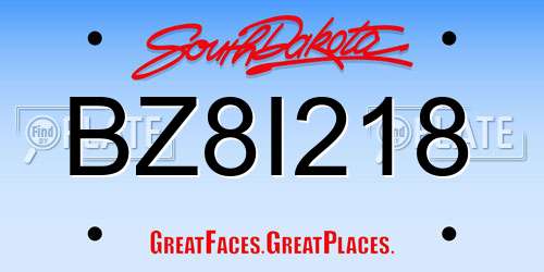 BZ8I218 South Dakota License Plate