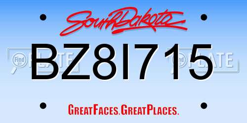 BZ8I715 South Dakota License Plate