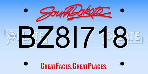 BZ8I718 South Dakota License Plate