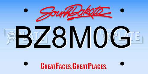 BZ8M0G South Dakota License Plate