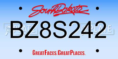BZ8S242 South Dakota License Plate