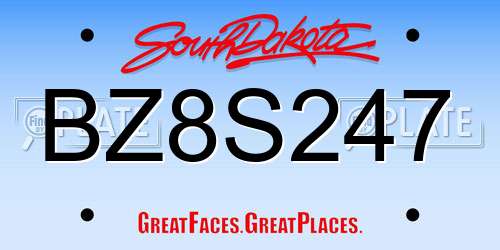 BZ8S247 South Dakota License Plate