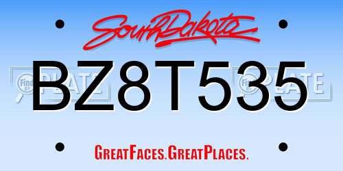 BZ8T535 South Dakota License Plate