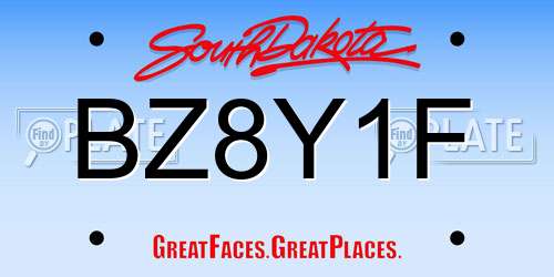 BZ8Y1F South Dakota License Plate