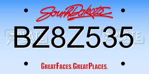 BZ8Z535 South Dakota License Plate