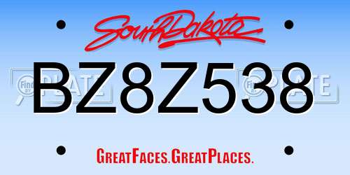 BZ8Z538 South Dakota License Plate