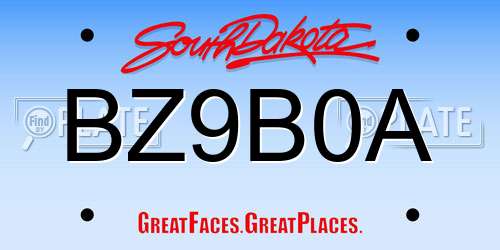 BZ9B0A South Dakota License Plate