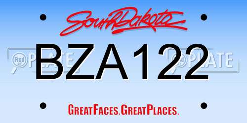 BZA122 South Dakota License Plate