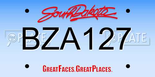 BZA127 South Dakota License Plate