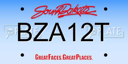 BZA12T South Dakota License Plate