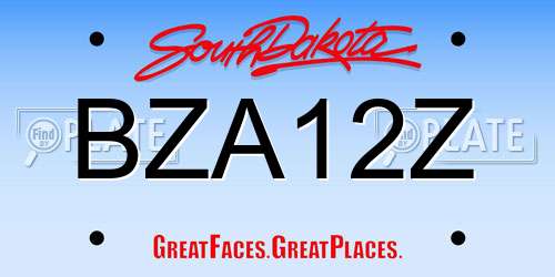 BZA12Z South Dakota License Plate