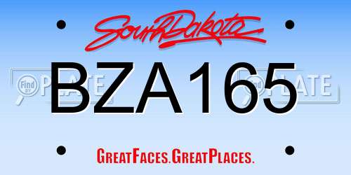 BZA165 South Dakota License Plate