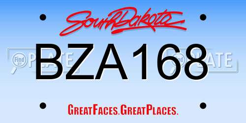 BZA168 South Dakota License Plate