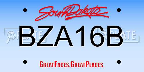BZA16B South Dakota License Plate