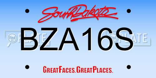 BZA16S South Dakota License Plate