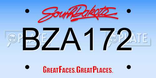 BZA172 South Dakota License Plate