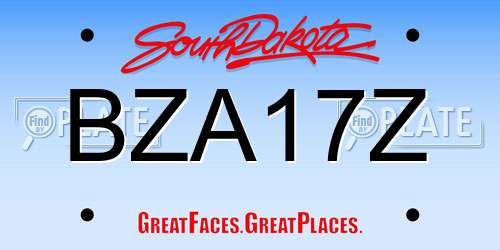BZA17Z South Dakota License Plate