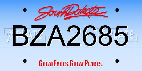 BZA2685 South Dakota License Plate