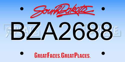 BZA2688 South Dakota License Plate