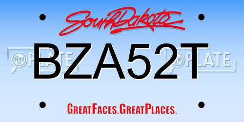 BZA52T South Dakota License Plate
