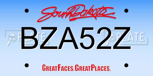 BZA52Z South Dakota License Plate