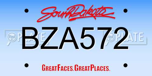 BZA572 South Dakota License Plate