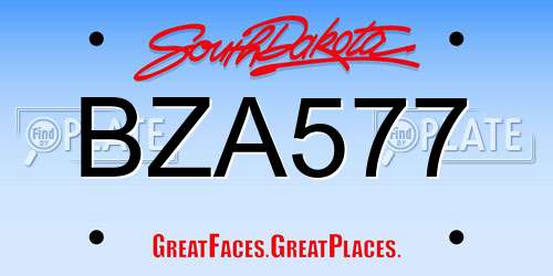 BZA577 South Dakota License Plate