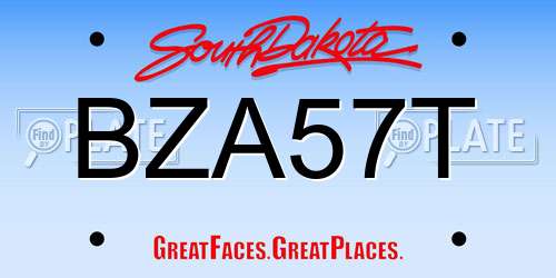 BZA57T South Dakota License Plate