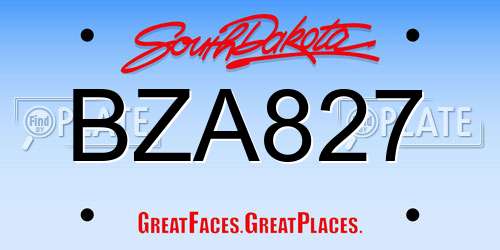 BZA827 South Dakota License Plate