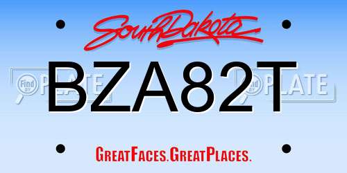BZA82T South Dakota License Plate