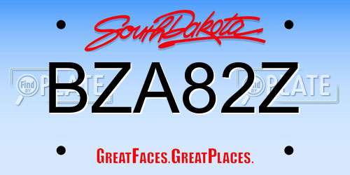 BZA82Z South Dakota License Plate