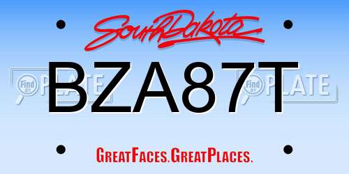 BZA87T South Dakota License Plate