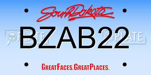 BZAB22 South Dakota License Plate