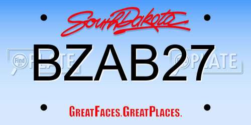 BZAB27 South Dakota License Plate