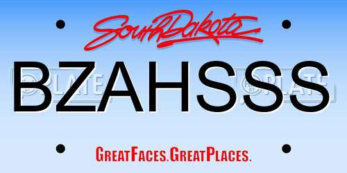BZAHSSS South Dakota License Plate
