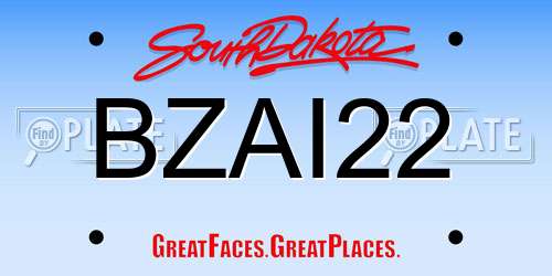 BZAI22 South Dakota License Plate