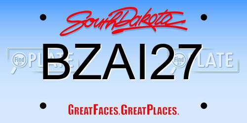 BZAI27 South Dakota License Plate