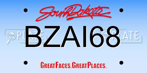 BZAI68 South Dakota License Plate