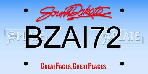 BZAI72 South Dakota License Plate