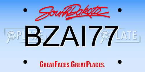 BZAI77 South Dakota License Plate